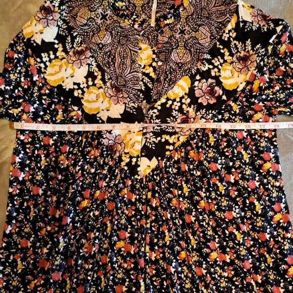 Free People Wildflower Fields Multi Color Long Sleeve Henley Top Size Small - Picture 7 of 12